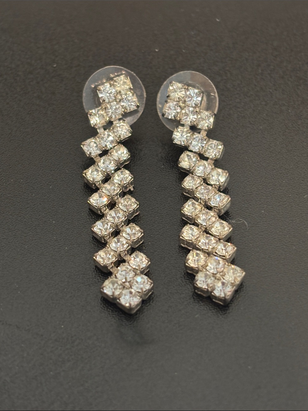 Crystal Drop Dangle Earrings - Silver Tone